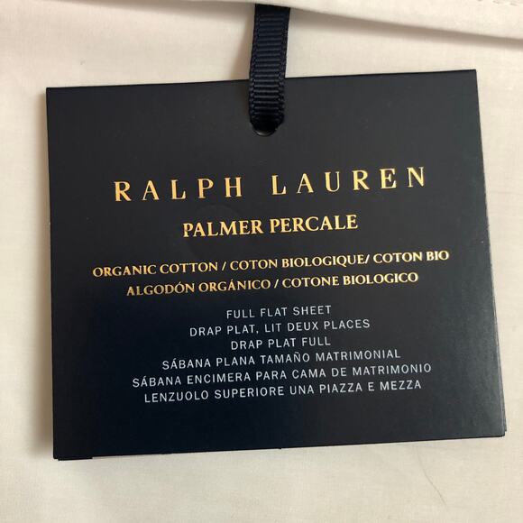 Ralph Lauren Organic Cotton Percale Palmer Full Flat Sheet White Sand Dune New - Picture 4 of 10